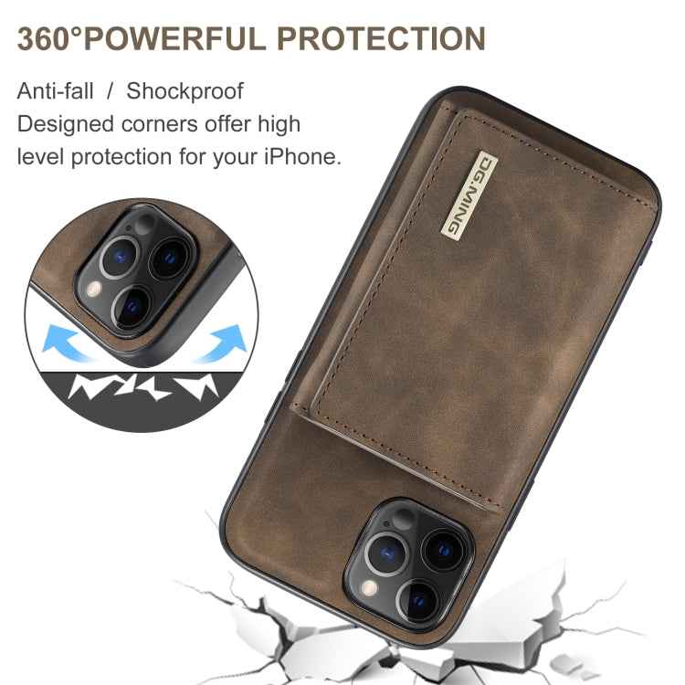DG.MING M1 Series 3-Fold Multi Card Wallet + Magnetic Back Cover Shockproof Case with Holder Function, For iPhone 12 / 12 Pro, For iPhone 12 Pro Max