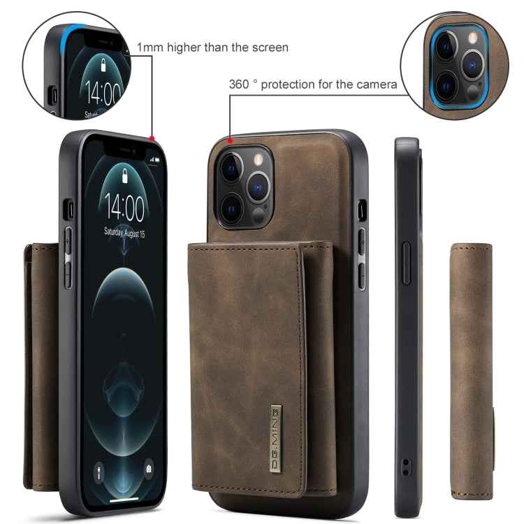 DG.MING M1 Series 3-Fold Multi Card Wallet + Magnetic Back Cover Shockproof Case with Holder Function, For iPhone 12 / 12 Pro, For iPhone 12 Pro Max