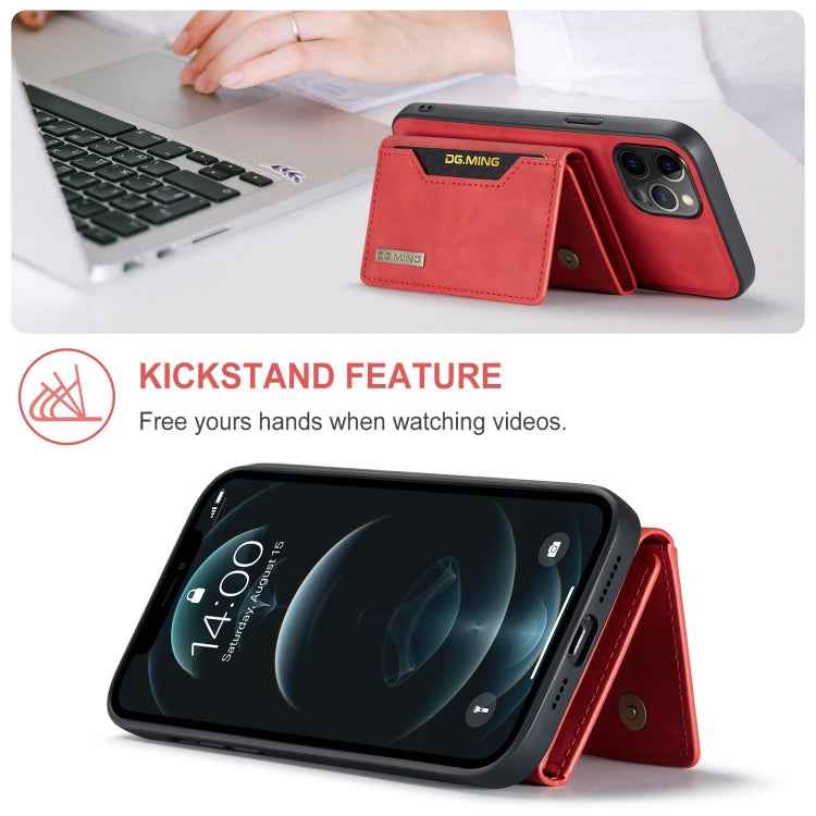 DG.MING M2 Series 3-Fold Multi Card Bag + Magnetic Back Cover Shockproof Case with Wallet & Holder Function, For iPhone 12 / 12 Pro, For iPhone 12 Pro Max