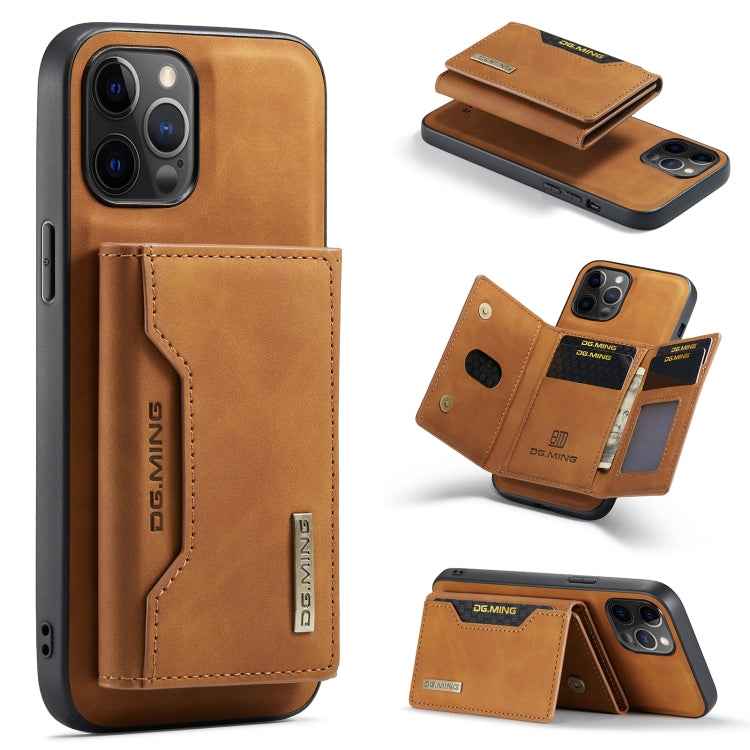 DG.MING M2 Series 3-Fold Multi Card Bag + Magnetic Back Cover Shockproof Case with Wallet & Holder Function, For iPhone 12 / 12 Pro, For iPhone 12 Pro Max