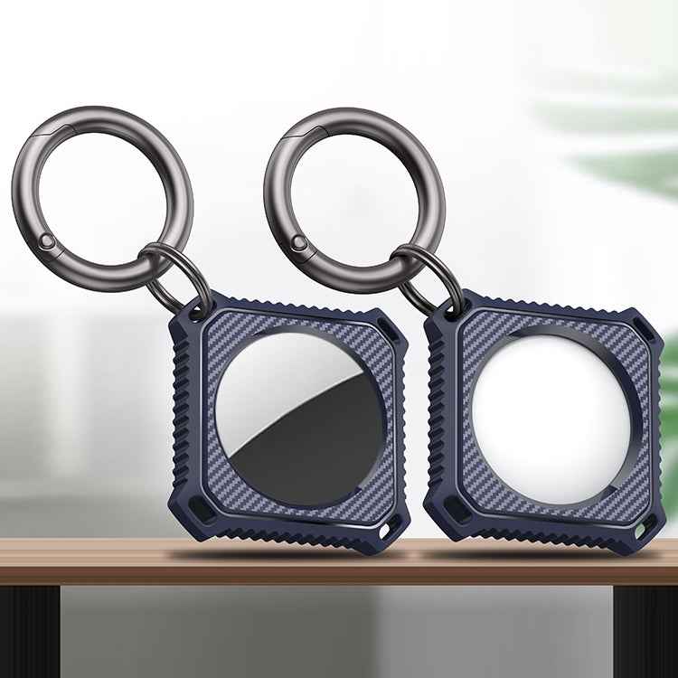 Four Square Carbon Fiber Case with Keychain Ring For AirTag 2nd Gen / AirTag 1st Gen