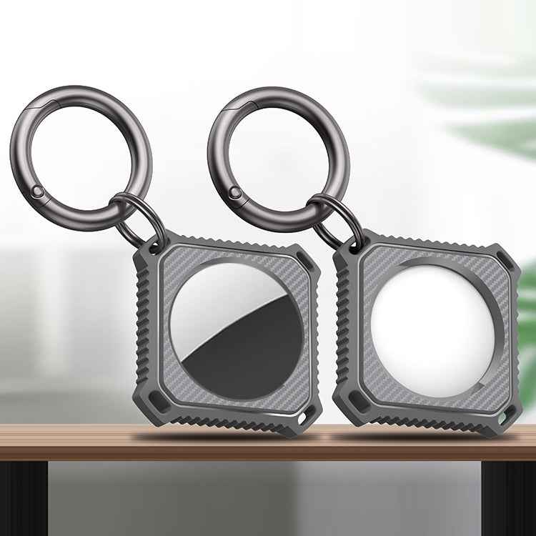 Four Square Carbon Fiber Case with Keychain Ring For AirTag 2nd Gen / AirTag 1st Gen