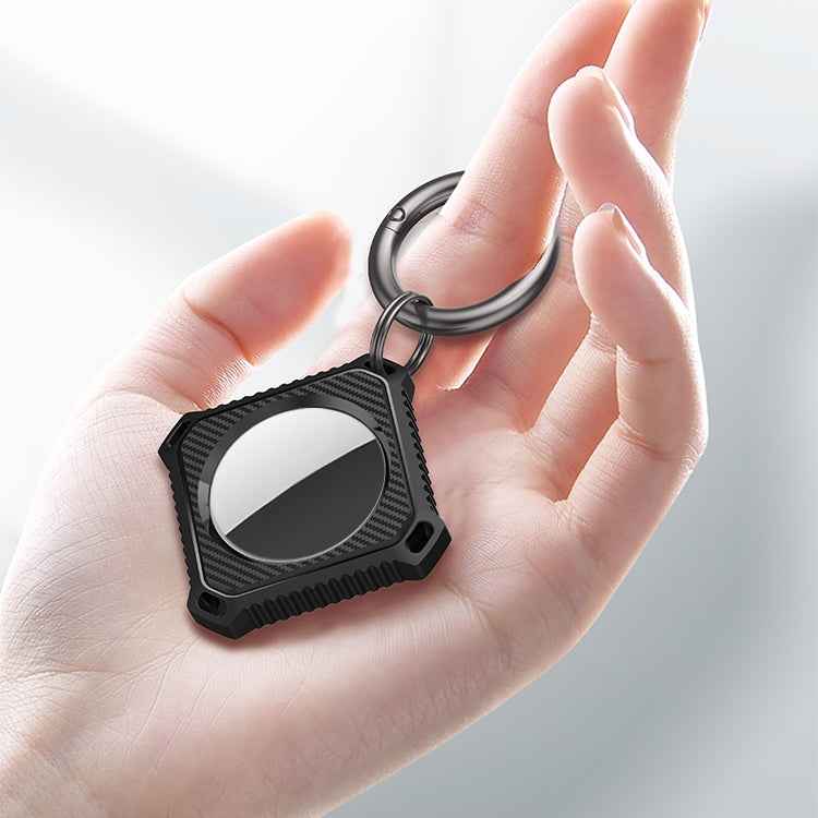 Four Square Carbon Fiber Case with Keychain Ring For AirTag 2nd Gen / AirTag 1st Gen