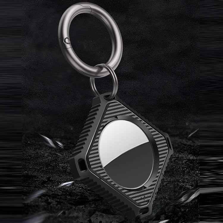 Four Square Carbon Fiber Case with Keychain Ring For AirTag 2nd Gen / AirTag 1st Gen