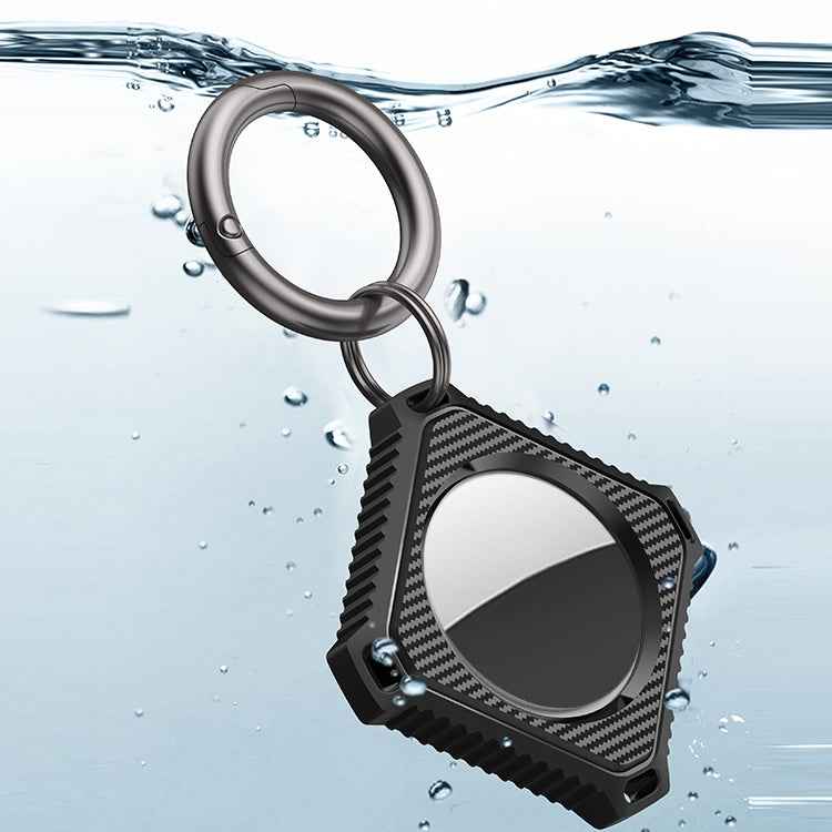 Four Square Carbon Fiber Case with Keychain Ring For AirTag 2nd Gen / AirTag 1st Gen