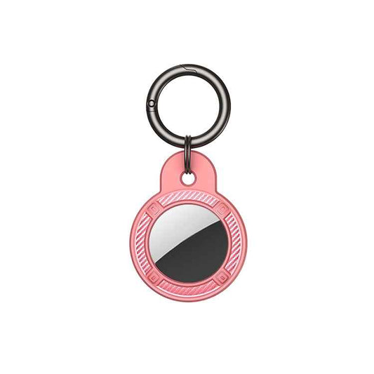 Round Shape Carbon Fiber Anti-fall Case with Keychain Ring for AirTag 2nd Gen / AirTag 1st Gen