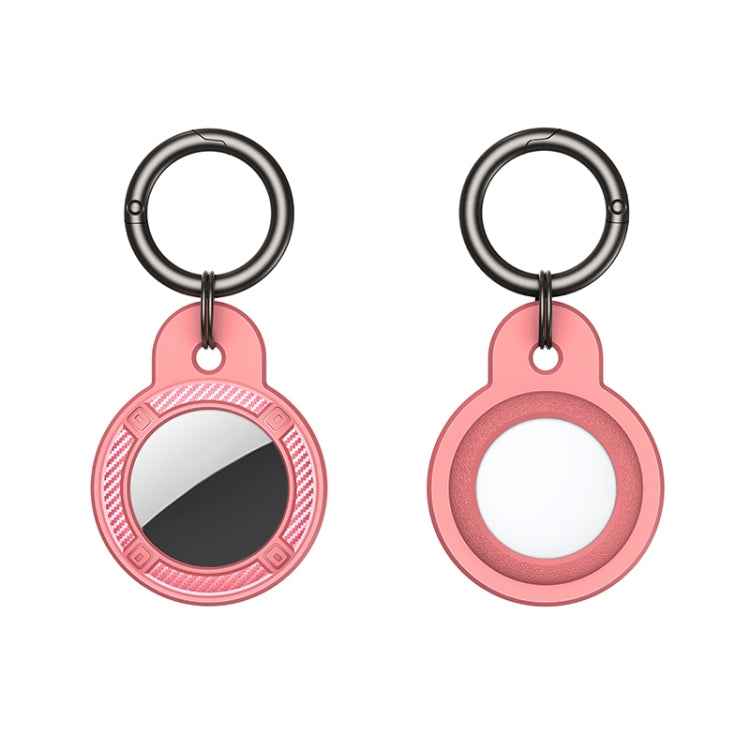 Round Shape Carbon Fiber Anti-fall Case with Keychain Ring for AirTag 2nd Gen / AirTag 1st Gen