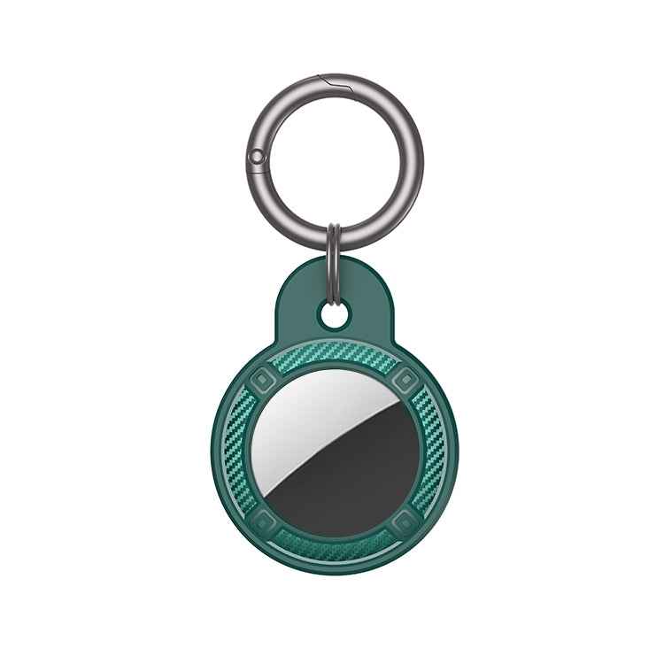 Round Shape Carbon Fiber Anti-fall Case with Keychain Ring for AirTag 2nd Gen / AirTag 1st Gen