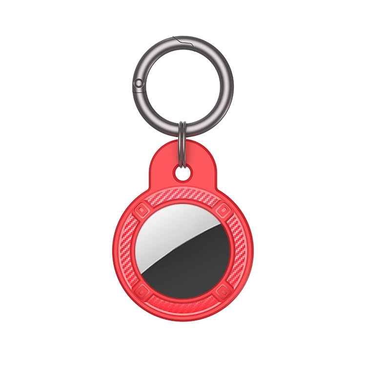 Round Shape Carbon Fiber Anti-fall Case with Keychain Ring for AirTag 2nd Gen / AirTag 1st Gen