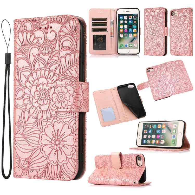 Skin Feel Embossed Sunflower Horizontal Flip Leather Case with Holder & Card Slots & Wallet & Lanyard, For iPhone X / XS, For iPhone XS Max, For iPhone 6 / 6s, For iPhone 6 Plus / 6s Plus, For iPhone 7 Plus / 8 Plus, For iPhone 7 / 8 / SE(2020)
