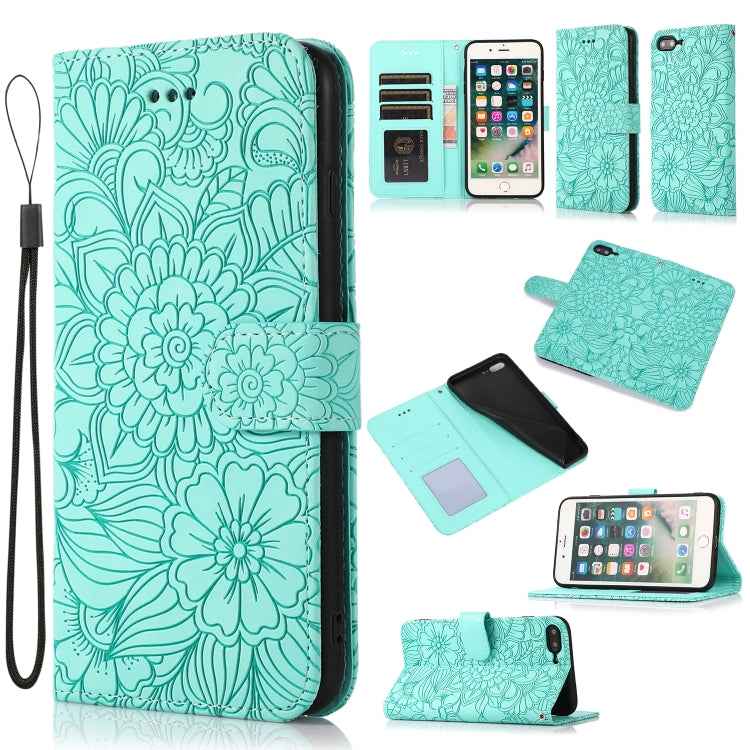 Skin Feel Embossed Sunflower Horizontal Flip Leather Case with Holder & Card Slots & Wallet & Lanyard, For iPhone X / XS, For iPhone XS Max, For iPhone 6 / 6s, For iPhone 6 Plus / 6s Plus, For iPhone 7 Plus / 8 Plus, For iPhone 7 / 8 / SE(2020)