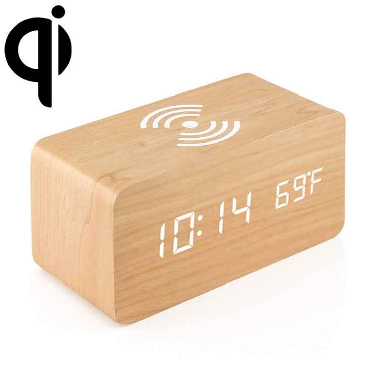 KD8801 5W Wooden Creative Wireless Charger LED Mirror Digital Display Sub-alarm Clock, Regular Style