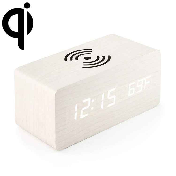KD8801 5W Wooden Creative Wireless Charger LED Mirror Digital Display Sub-alarm Clock, Regular Style
