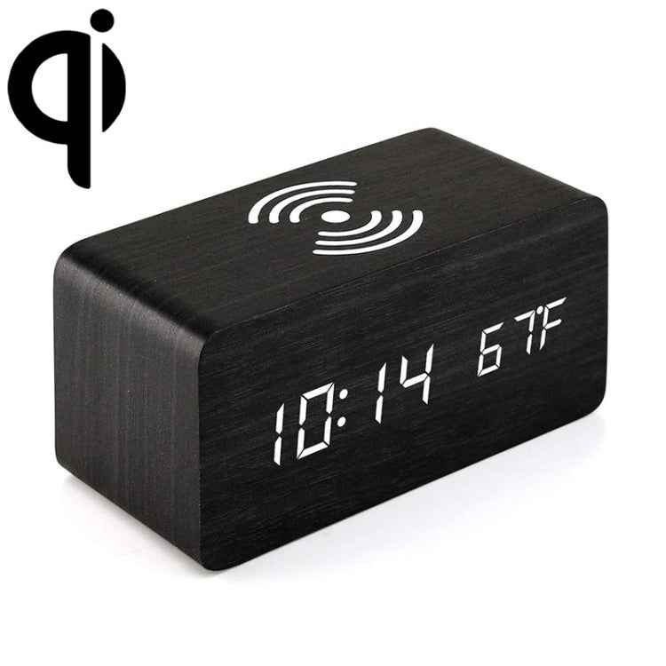 KD8801 5W Wooden Creative Wireless Charger LED Mirror Digital Display Sub-alarm Clock, Regular Style