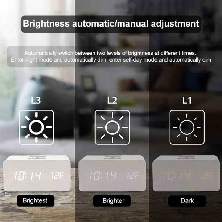 KD8801 5W Wooden Creative Wireless Charger LED Mirror Digital Display Sub-alarm Clock, Regular Style