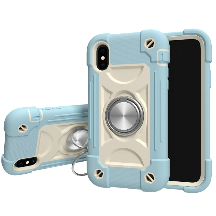 Shockproof Silicone + PC Protective Case with Dual-Ring Holder, For iPhone 6/6s/7/8/SE 2022 / SE 2020, For iPhone 6 Plus/6s Plus/7 Plus/8 Plus, For iPhone X / XS, For iPhone XR