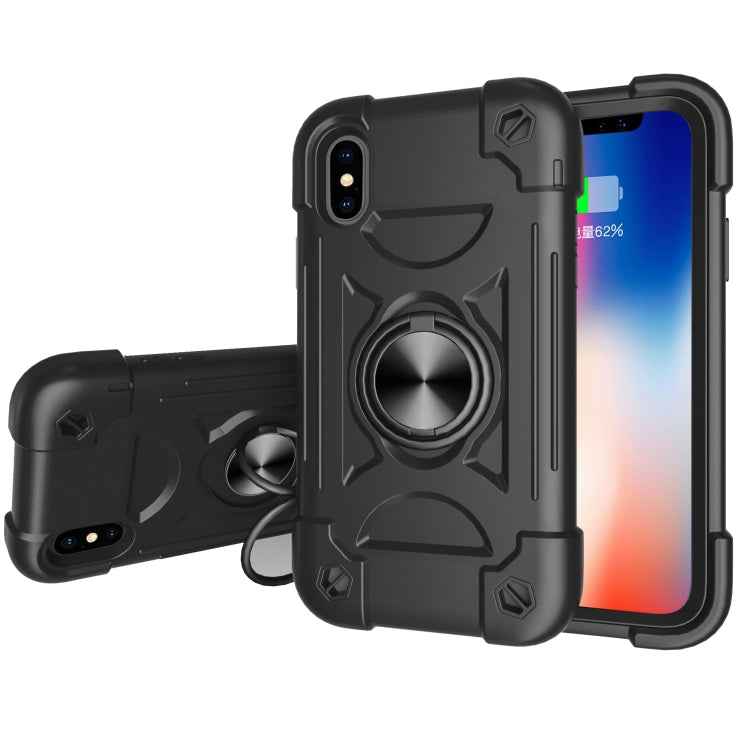 Shockproof Silicone + PC Protective Case with Dual-Ring Holder, For iPhone XS Max, For iPhone 11, For iPhone 11 Pro Max, For iPhone 12 mini
