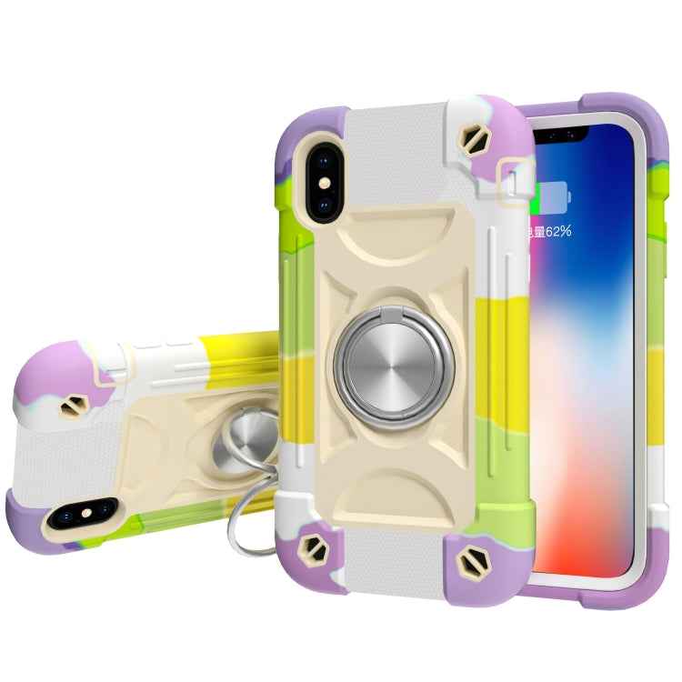 Shockproof Silicone + PC Protective Case with Dual-Ring Holder, For iPhone XS Max, For iPhone 11, For iPhone 11 Pro Max, For iPhone 12 mini