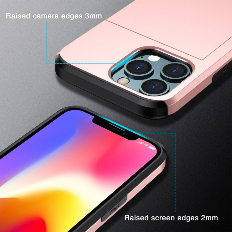 Shockproof Armor Protective Case with Slide Card Slot, For iPhone 13 mini, For iPhone 13, For iPhone 13 Pro, For iPhone 13 Pro Max