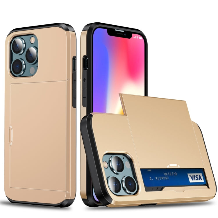Shockproof Armor Protective Case with Slide Card Slot, For iPhone 13 mini, For iPhone 13, For iPhone 13 Pro, For iPhone 13 Pro Max