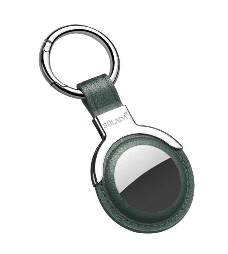 SULADA Leather Protective Cover Case with Switchable Keychain Ring For AirTag 2nd Gen / AirTag 1st Gen