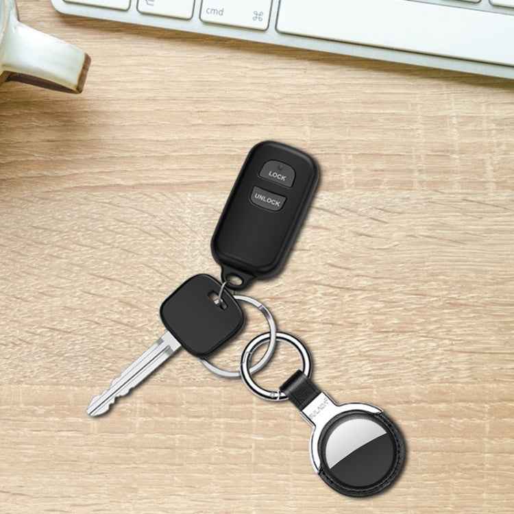SULADA Leather Protective Cover Case with Switchable Keychain Ring For AirTag 2nd Gen / AirTag 1st Gen