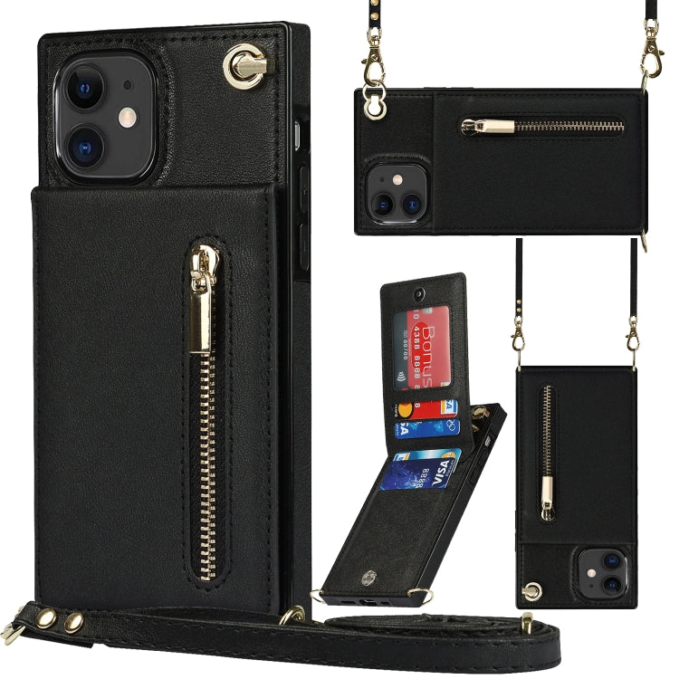 Cross-body Zipper Square TPU+PU Back Cover Case with Holder & Card Slots & Wallet & Strap, For iPhone 8 Plus / 7 Plus, For iPhone 11, For iPhone 11 Pro, For iPhone 11 Pro Max, For iPhone 12 mini, For iPhone 12 / 12 Pro, For iPhone 12 Pro Max           ...