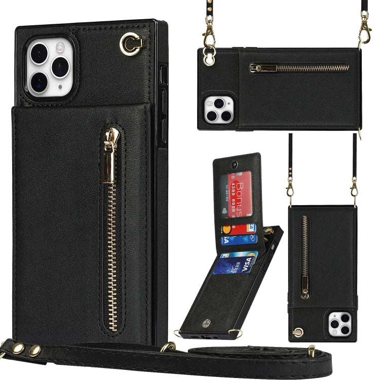 Cross-body Zipper Square TPU+PU Back Cover Case with Holder & Card Slots & Wallet & Strap, For iPhone 8 Plus / 7 Plus, For iPhone 11, For iPhone 11 Pro, For iPhone 11 Pro Max, For iPhone 12 mini, For iPhone 12 / 12 Pro, For iPhone 12 Pro Max           ...