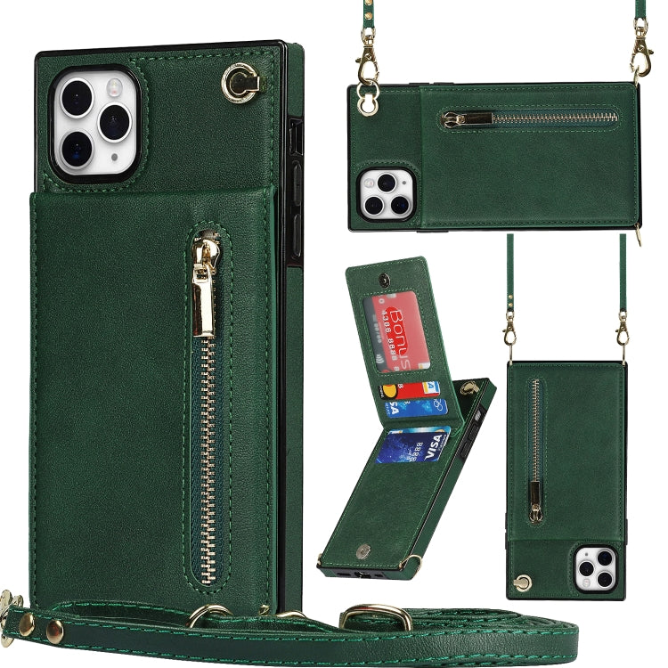 Cross-body Zipper Square TPU+PU Back Cover Case with Holder & Card Slots & Wallet & Strap, For iPhone 8 Plus / 7 Plus, For iPhone 11, For iPhone 11 Pro, For iPhone 11 Pro Max, For iPhone 12 mini, For iPhone 12 / 12 Pro, For iPhone 12 Pro Max           ...