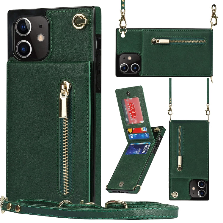 Cross-body Zipper Square TPU+PU Back Cover Case with Holder & Card Slots & Wallet & Strap, For iPhone 8 Plus / 7 Plus, For iPhone 11, For iPhone 11 Pro, For iPhone 11 Pro Max, For iPhone 12 mini, For iPhone 12 / 12 Pro, For iPhone 12 Pro Max           ...