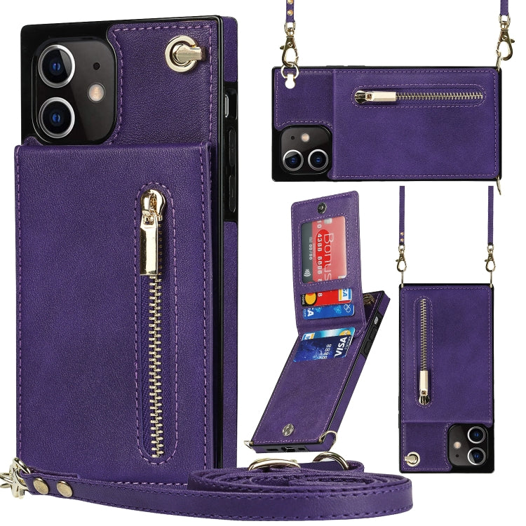 Cross-body Zipper Square TPU+PU Back Cover Case with Holder & Card Slots & Wallet & Strap, For iPhone 8 Plus / 7 Plus, For iPhone 11, For iPhone 11 Pro, For iPhone 11 Pro Max, For iPhone 12 mini, For iPhone 12 / 12 Pro, For iPhone 12 Pro Max           ...