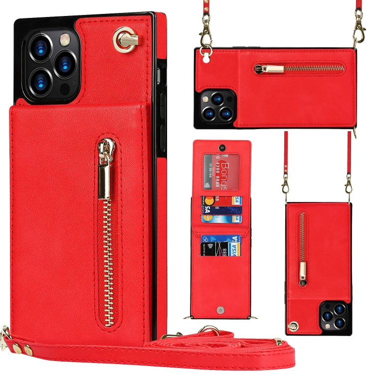 Cross-body Zipper Square TPU+PU Back Cover Case with Holder & Card Slots & Wallet & Strap, For iPhone 8 Plus / 7 Plus, For iPhone 11, For iPhone 11 Pro, For iPhone 11 Pro Max, For iPhone 12 mini, For iPhone 12 / 12 Pro, For iPhone 12 Pro Max           ...