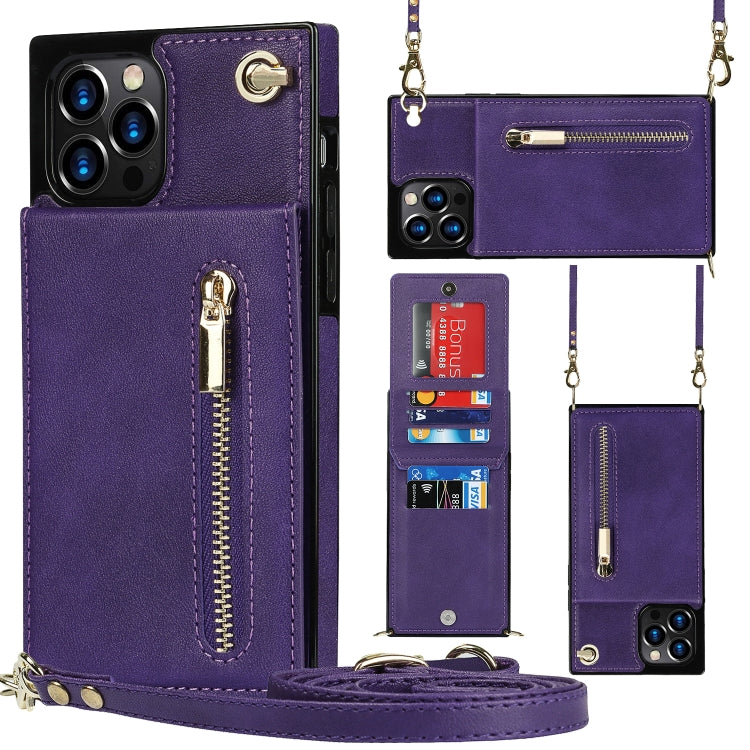 Cross-body Zipper Square TPU+PU Back Cover Case with Holder & Card Slots & Wallet & Strap, For iPhone 8 Plus / 7 Plus, For iPhone 11, For iPhone 11 Pro, For iPhone 11 Pro Max, For iPhone 12 mini, For iPhone 12 / 12 Pro, For iPhone 12 Pro Max           ...