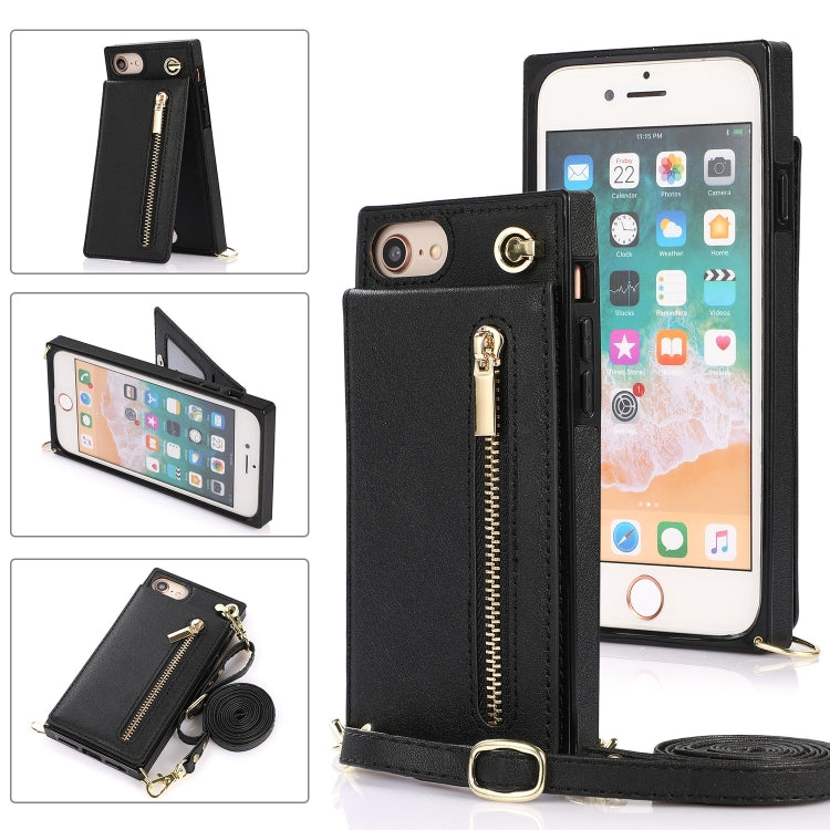 Cross-body Zipper Square TPU+PU Back Cover Case with Holder & Card Slots & Wallet & Strap, For iPhone 8 Plus / 7 Plus, For iPhone 11, For iPhone 11 Pro, For iPhone 11 Pro Max, For iPhone 12 mini, For iPhone 12 / 12 Pro, For iPhone 12 Pro Max           ...