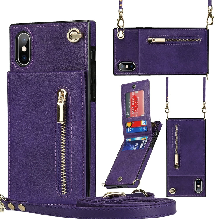 Cross-body Zipper Square TPU+PU Back Cover Case with Holder & Card Slots & Wallet & Strap, For iPhone 8 Plus / 7 Plus, For iPhone 11, For iPhone 11 Pro, For iPhone 11 Pro Max, For iPhone 12 mini, For iPhone 12 / 12 Pro, For iPhone 12 Pro Max           ...