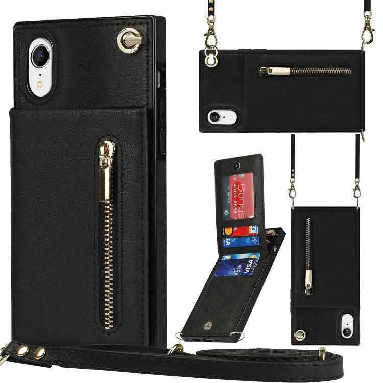 Cross-body Zipper Square TPU+PU Back Cover Case with Holder & Card Slots & Wallet & Strap, For iPhone XR, For iPhone XS Max