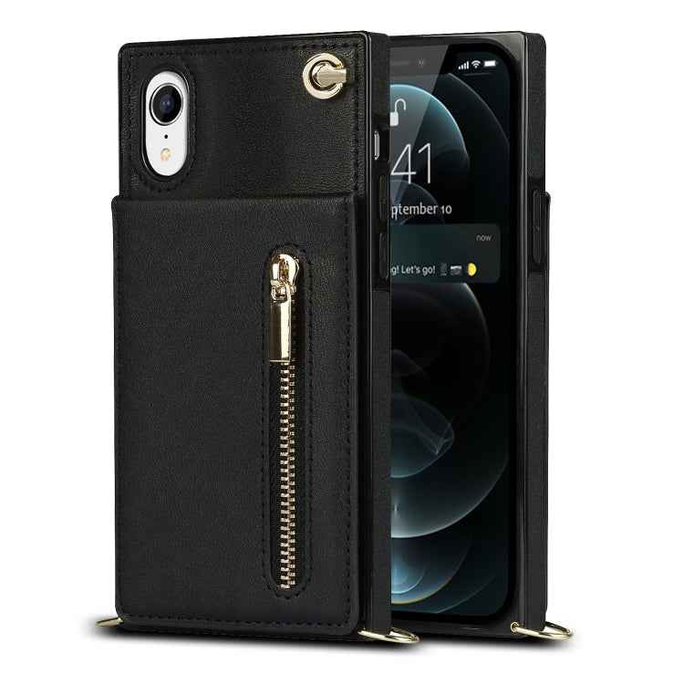 Cross-body Zipper Square TPU+PU Back Cover Case with Holder & Card Slots & Wallet & Strap, For iPhone XR, For iPhone XS Max