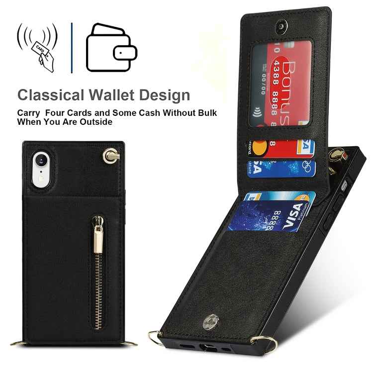Cross-body Zipper Square TPU+PU Back Cover Case with Holder & Card Slots & Wallet & Strap, For iPhone XR, For iPhone XS Max