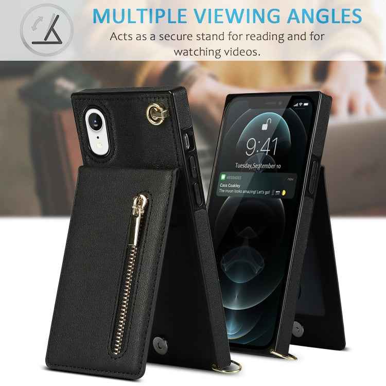 Cross-body Zipper Square TPU+PU Back Cover Case with Holder & Card Slots & Wallet & Strap, For iPhone XR, For iPhone XS Max