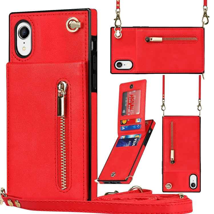 Cross-body Zipper Square TPU+PU Back Cover Case with Holder & Card Slots & Wallet & Strap, For iPhone XR, For iPhone XS Max
