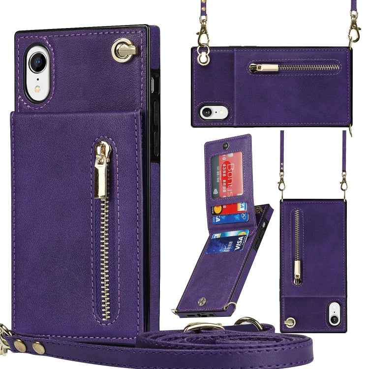 Cross-body Zipper Square TPU+PU Back Cover Case with Holder & Card Slots & Wallet & Strap, For iPhone XR, For iPhone XS Max