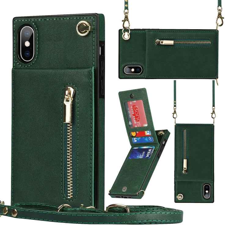Cross-body Zipper Square TPU+PU Back Cover Case with Holder & Card Slots & Wallet & Strap, For iPhone XR, For iPhone XS Max