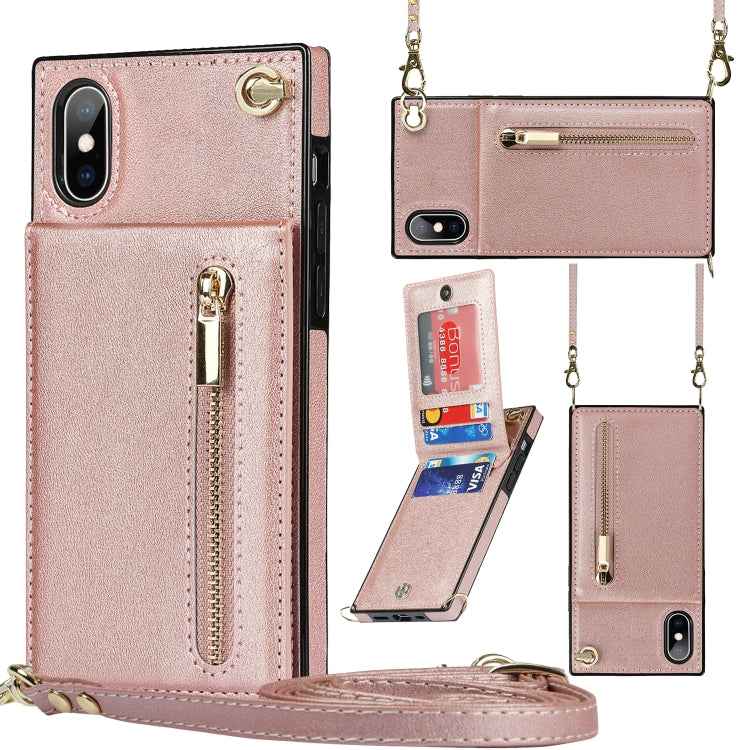 Cross-body Zipper Square TPU+PU Back Cover Case with Holder & Card Slots & Wallet & Strap, For iPhone XR, For iPhone XS Max