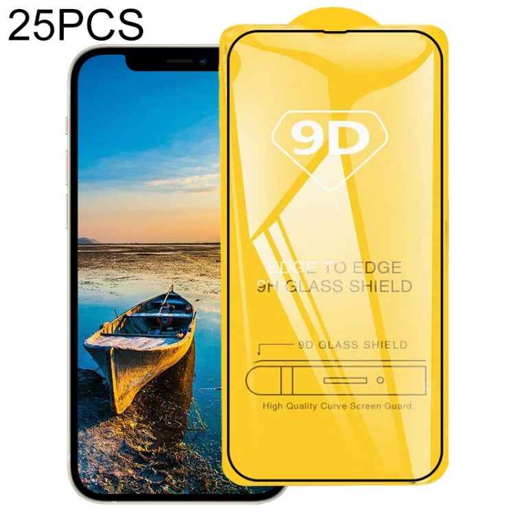 For iPhone 17e / 16e / 13 / 13 Pro 25pcs 9D Full Glue Full Screen Tempered Glass Film, For iPhone 13 mini (25pcs), For iPhone 13 / 13 Pro  (25pcs), For iPhone 13 Pro Max (25pcs)