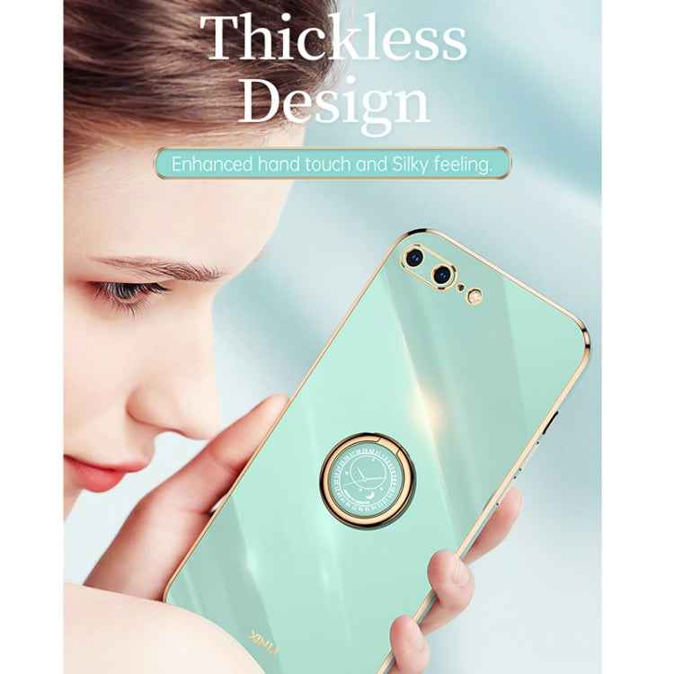 XINLI Straight Edge 6D Electroplate TPU Phone Case with Ring Holder, For iPhone 6 / 6s, For iPhone 6 Plus / 6s Plus, For iPhone 8 Plus / 7 Plus, For iPhone SE 2022 / SE 2020 / 8 / 7, For iPhone 11, For iPhone 11 Pro