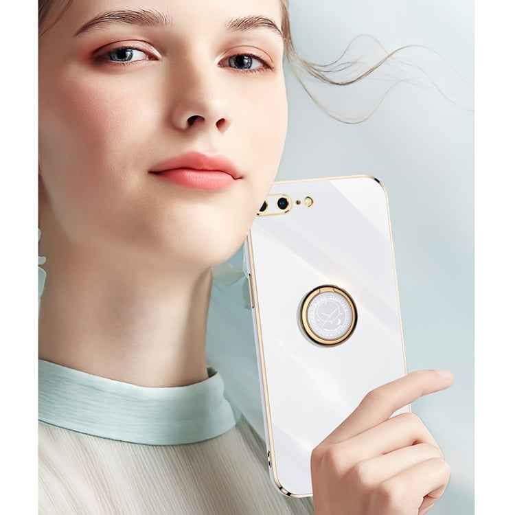 XINLI Straight Edge 6D Electroplate TPU Phone Case with Ring Holder, For iPhone 6 / 6s, For iPhone 6 Plus / 6s Plus, For iPhone 8 Plus / 7 Plus, For iPhone SE 2022 / SE 2020 / 8 / 7, For iPhone 11, For iPhone 11 Pro