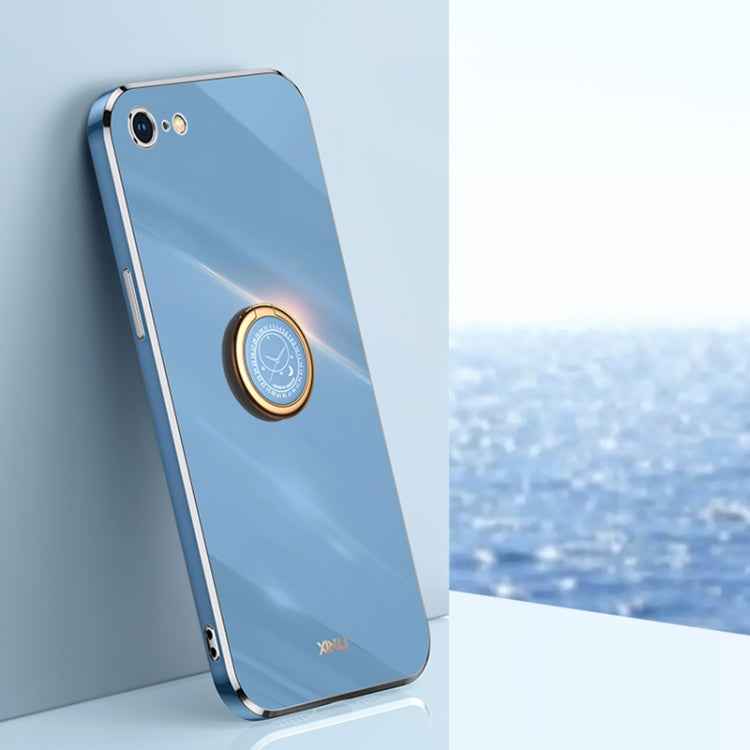 XINLI Straight Edge 6D Electroplate TPU Phone Case with Ring Holder, For iPhone 6 / 6s, For iPhone 6 Plus / 6s Plus, For iPhone 8 Plus / 7 Plus, For iPhone SE 2022 / SE 2020 / 8 / 7, For iPhone 11, For iPhone 11 Pro
