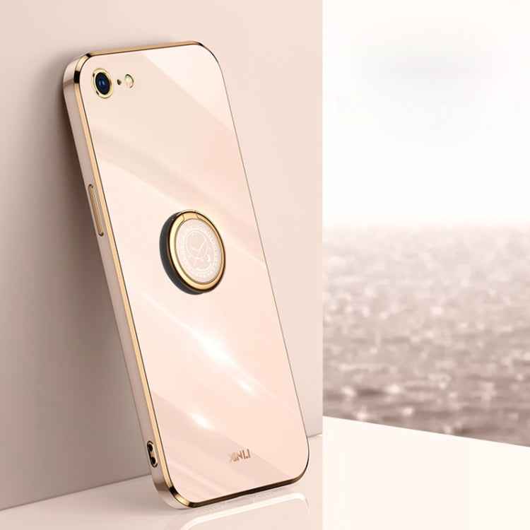 XINLI Straight Edge 6D Electroplate TPU Phone Case with Ring Holder, For iPhone 6 / 6s, For iPhone 6 Plus / 6s Plus, For iPhone 8 Plus / 7 Plus, For iPhone SE 2022 / SE 2020 / 8 / 7, For iPhone 11, For iPhone 11 Pro