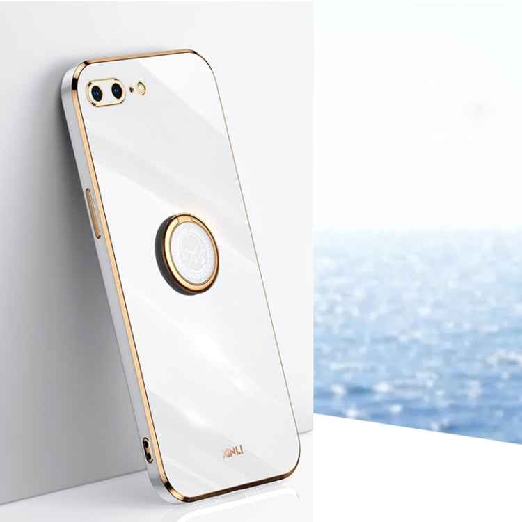 XINLI Straight Edge 6D Electroplate TPU Phone Case with Ring Holder, For iPhone 6 / 6s, For iPhone 6 Plus / 6s Plus, For iPhone 8 Plus / 7 Plus, For iPhone SE 2022 / SE 2020 / 8 / 7, For iPhone 11, For iPhone 11 Pro