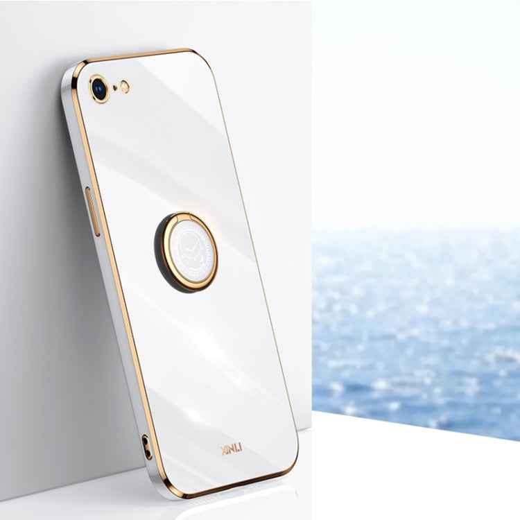 XINLI Straight Edge 6D Electroplate TPU Phone Case with Ring Holder, For iPhone 6 / 6s, For iPhone 6 Plus / 6s Plus, For iPhone 8 Plus / 7 Plus, For iPhone SE 2022 / SE 2020 / 8 / 7, For iPhone 11, For iPhone 11 Pro